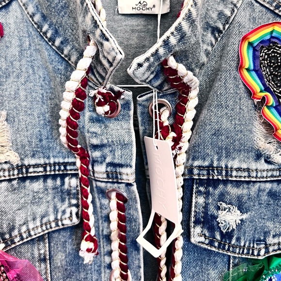 Colorful Embellished Denim Jacket - Picture 11 of 13